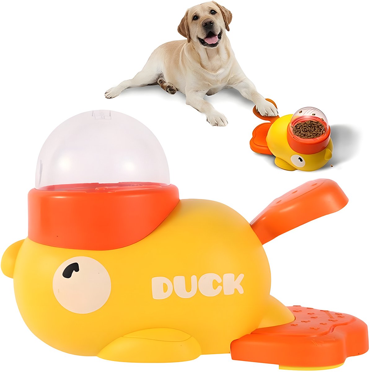 Gele Eend Automatische Voerbak Voor Huisdieren Interactief Voerspeelgoed Voor Katten En Honden Slow Feeder Snoepjesdispenser Huisdieren Speelgoed ABS