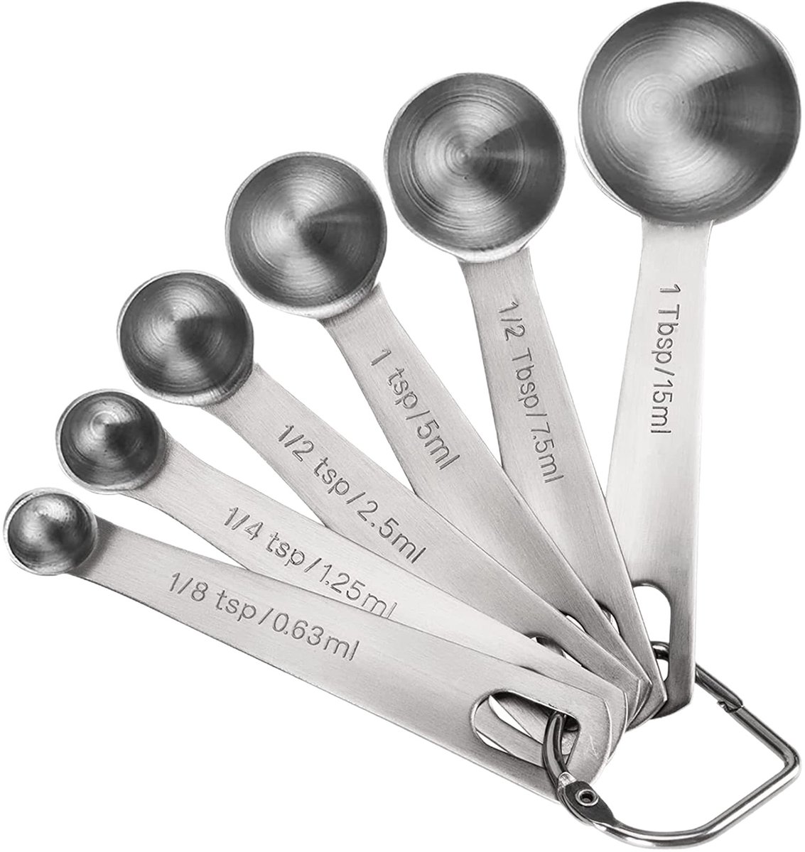 Nieuwe baklepelset - maatlepels - Ronde maatlepels van roestvrij staal - 6-delige baklepelset - Maatlepels - Lepelset van roestvrij staal