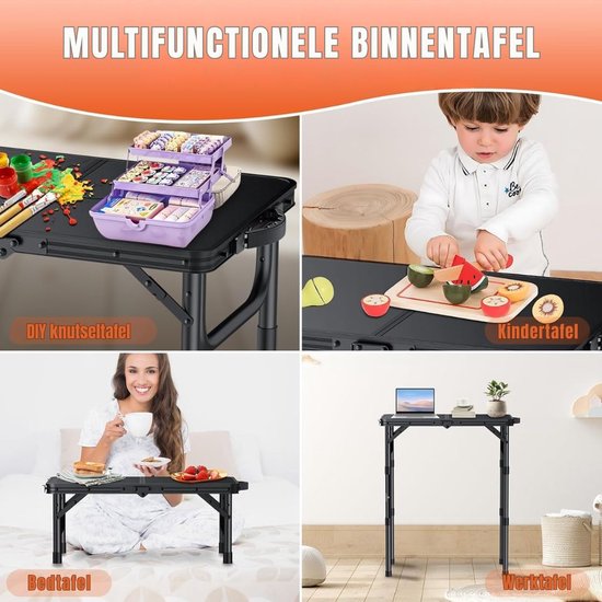 KIRA® Campingtafel - Opvouwbare Tafel - Draagbare Opklapbare Tafel - Zwart ‎40cm x 58cm x 70cm van Kira — afbeelding 5