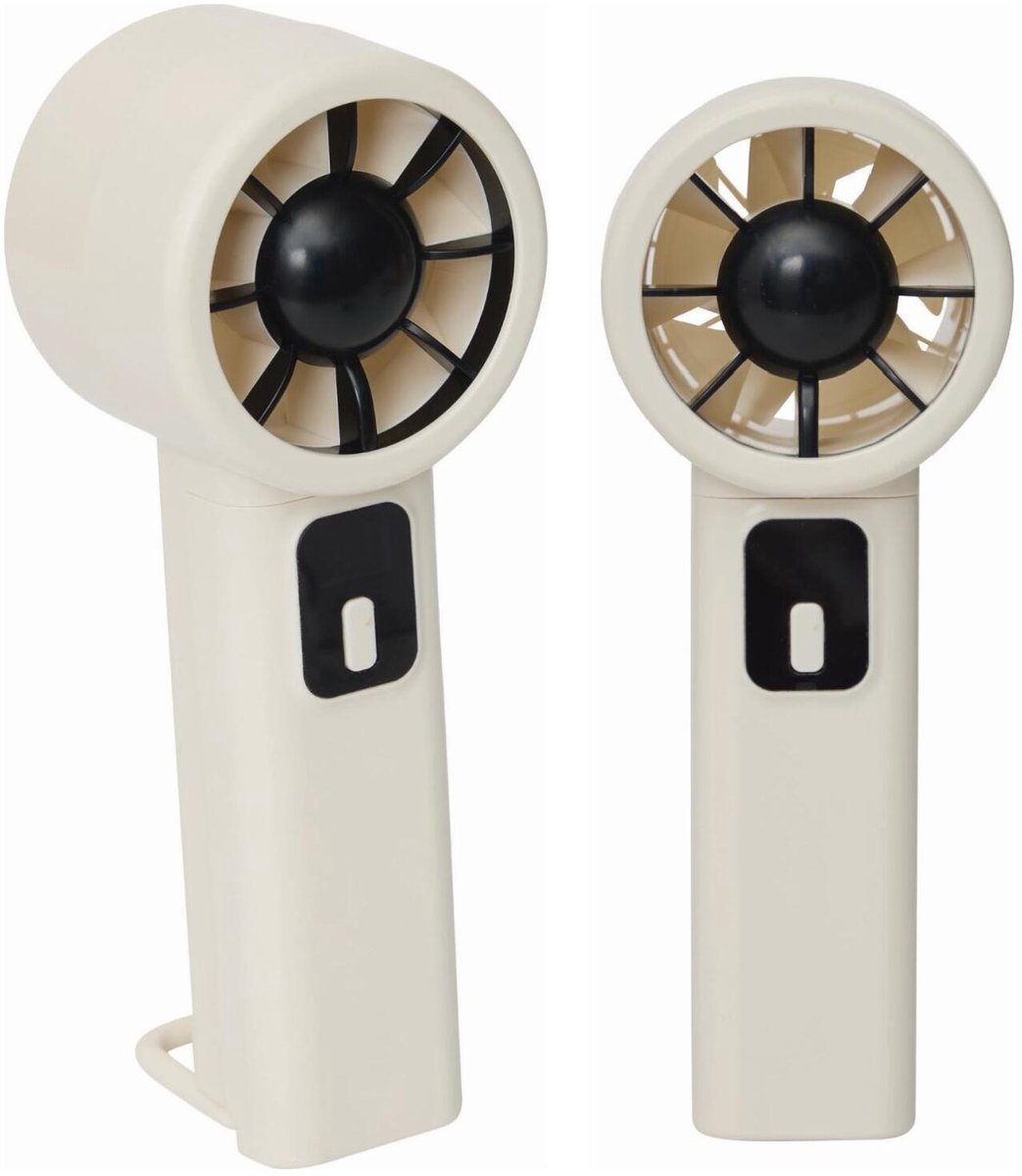 Trendoz Cycloon Mini handventilator - 2x - wit - 6 x 16 cm - verkoeling in zomer - 6 snelheden - USB en met c-laadkabel - met standaard