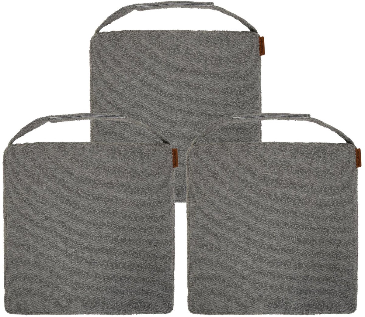 Hespiride stoelkussen Sofia - 3x - 40 x 40 x 4 cm - donkergrijs - boucle - binnen/buiten