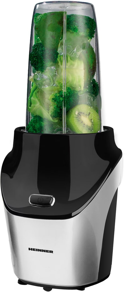 Heinner Sportblender - 1000W - 18.000 rpm - 0,45L & 1L Tritan Bekers - BPA-vrij - RVS Messen - Grinder - Pulse Functie - Zwart/Inox van Heinner — afbeelding 3
