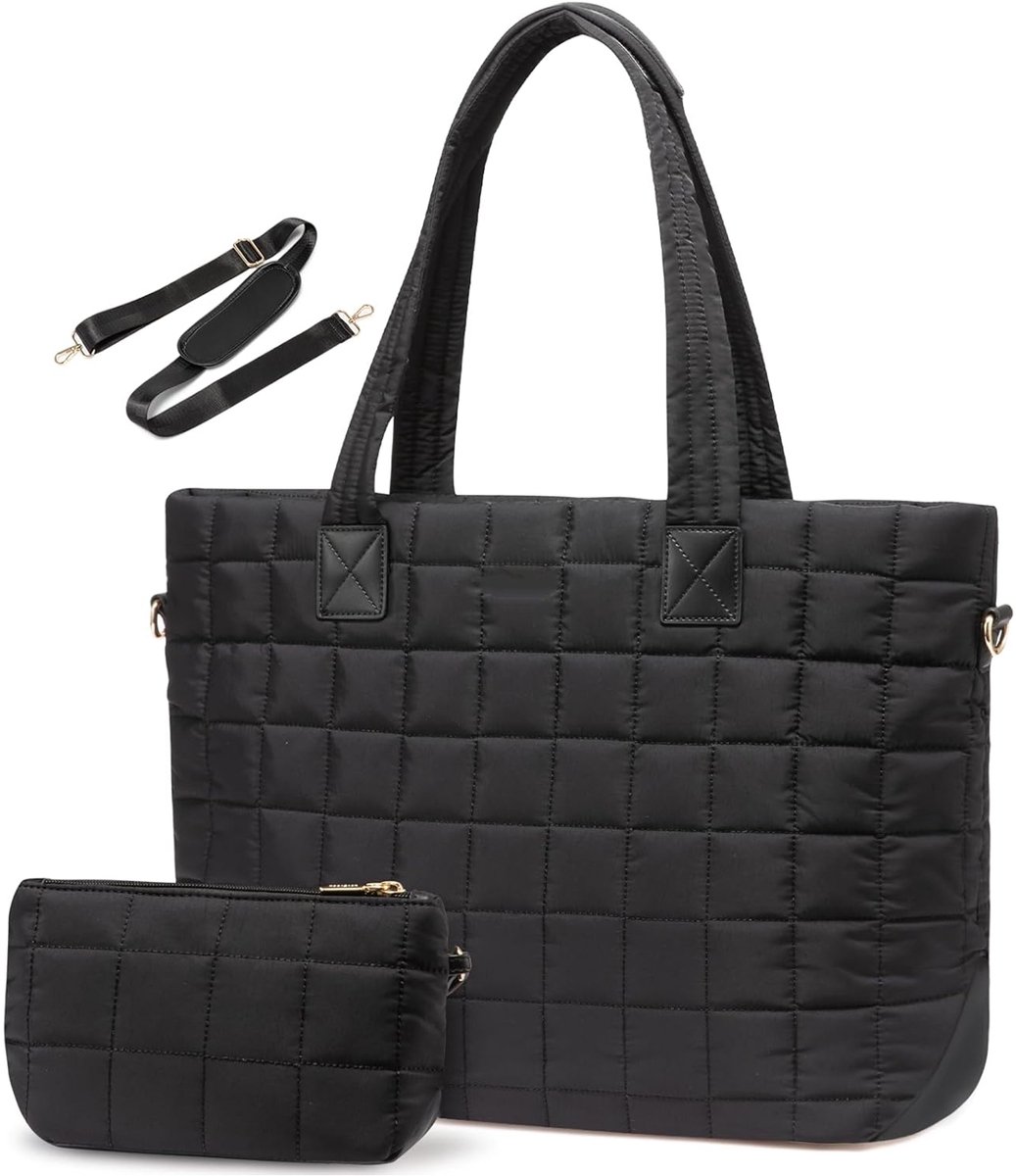 zurabini - Laptoptas Dames 15,6 Inch - Werktas Dames - Gewatteerde Handtas met Laptopvak, Shopper Tas met Afneembare Schouderriem, Lichtgewicht Kantoortas voor Werk, School, Universiteit en Reizen