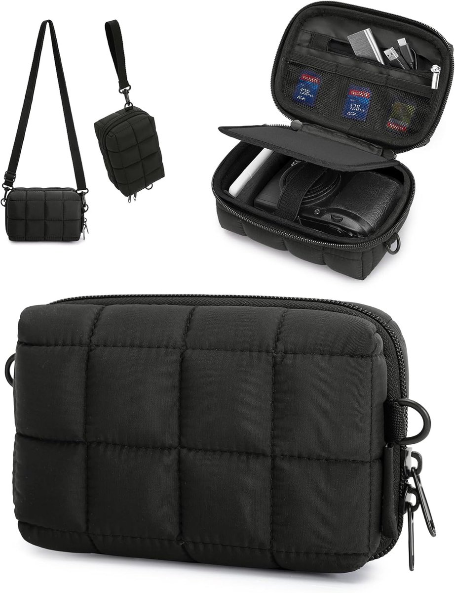 Compacte Cameratas - 18x9,5x11 cm - Waterdicht en Lichtgewicht - Twee Draagopties - Zwart