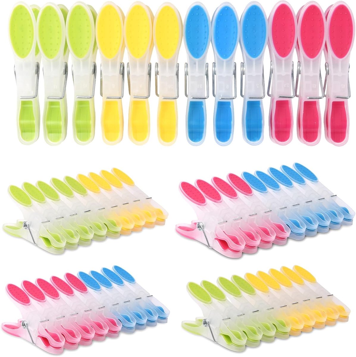 48 Stuks Multicolore Kledingknijpers van Silicone, Antislip Handdoek Klemmen voor Strand en Buitengebruik, Ideaal voor Thuis en Outdoor Activiteiten