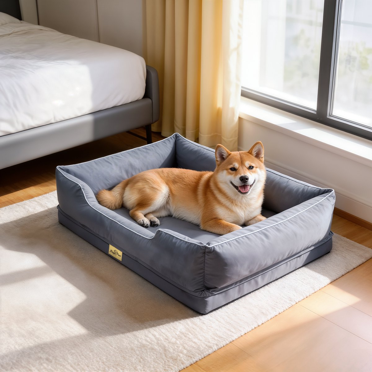 BingoPaw Orthopedisch Hondenkussen - L (94.5x67x19.5 cm) - Comfortabele Hondenmand voor Middelgrote Honden - Wasbaar - Grijs