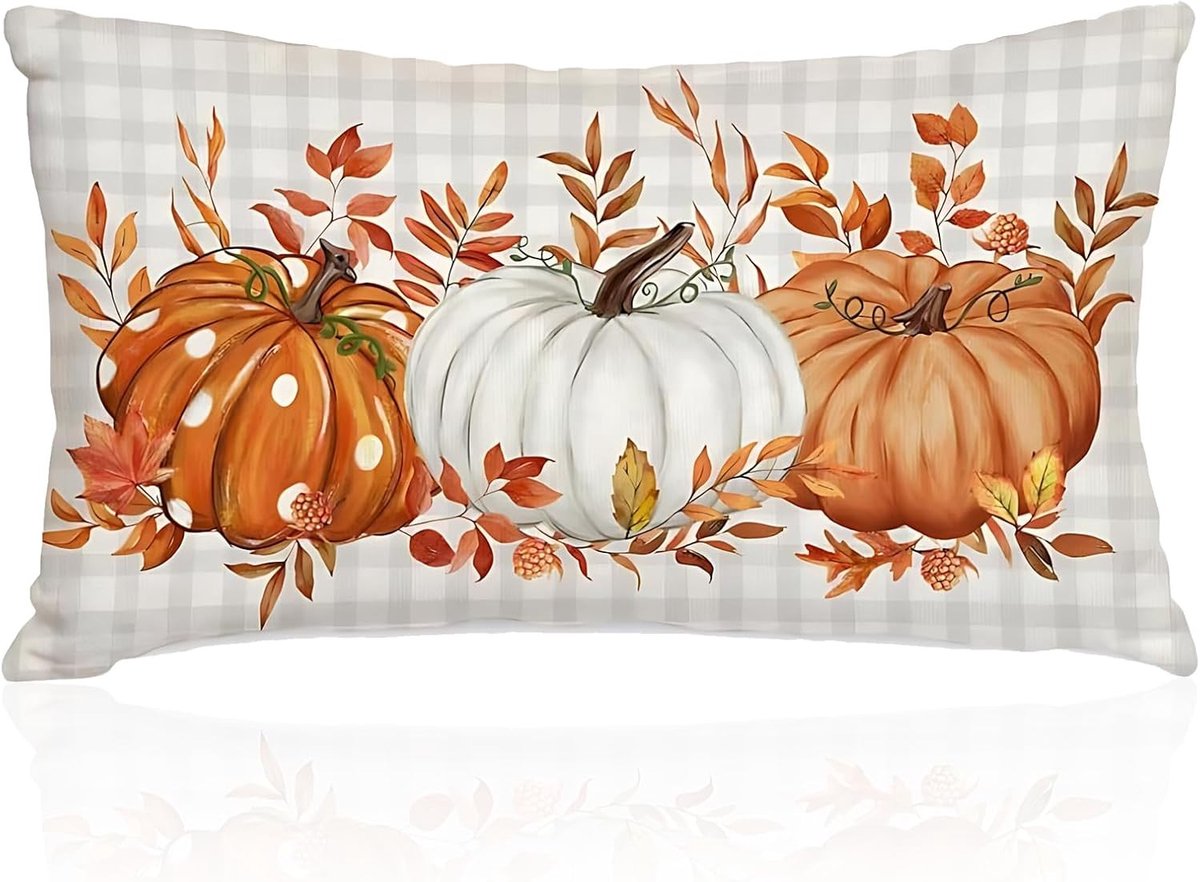Herfst Kussenhoezen 30x50cm met Pompoenen en Esdoornbladeren | Decoratie voor Sofa, Bed en Huis | Ideaal voor Herfst en Halloween