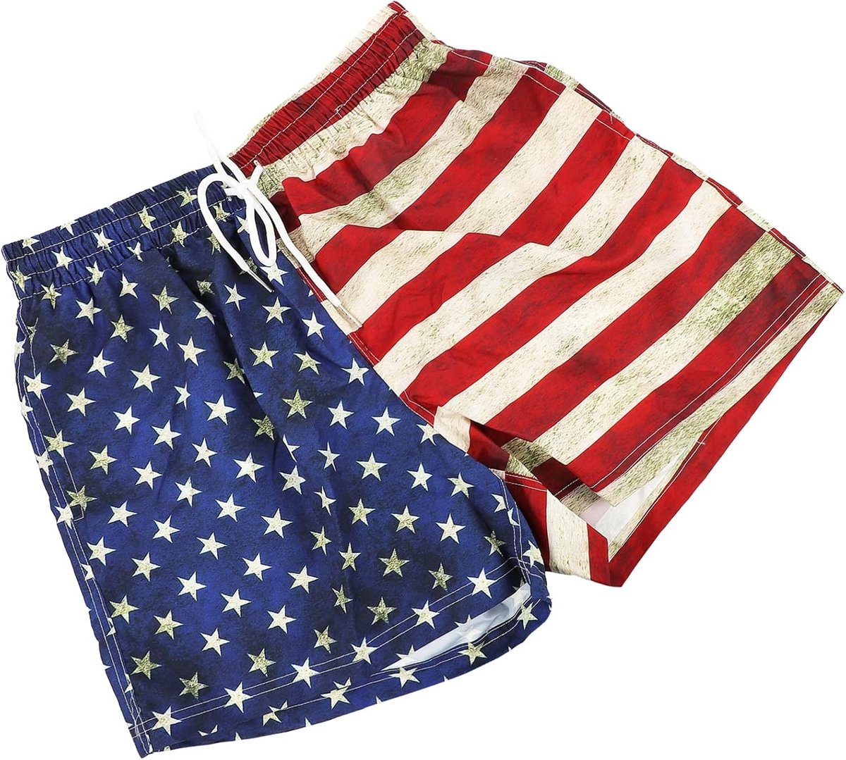 Heren Zwemshorts met Sneldrogende Eigenschappen, Patriotisch Ontwerp voor 4th of July, Elastische Taille, Modieuze Zomermode