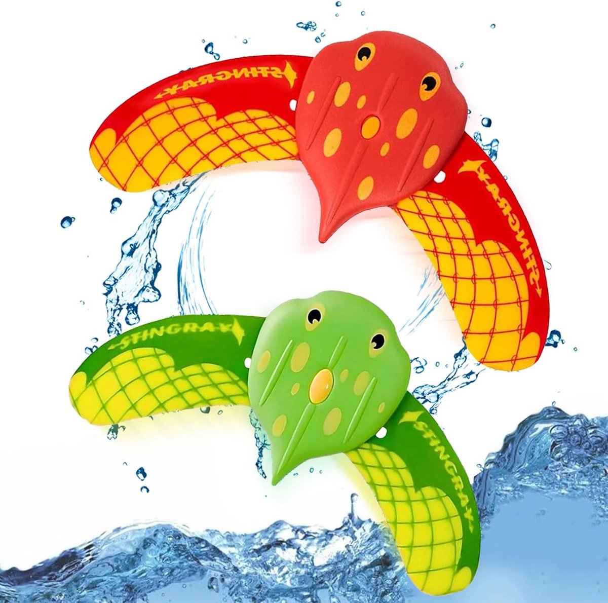 vis zwembadspeelgoed, waterspeelgoed voor kinderen, zwembadspeelgoed, duikringen voor kinderen, duikspeelgoed, waterspeelgoed voor zwembad, onderwaterglider (2 stuks, rood en groen)