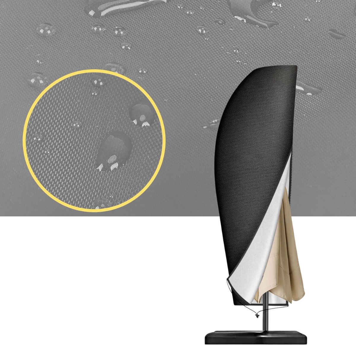 CLVP® Parasolhoes voor Zweefparasol - Parasol hoes Staande Parasol - Zwart