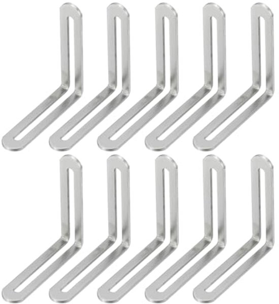 L-vormige Hoekbeugel 3 3/20 Inch - 10 Stuks van RVS met Sleuf voor Meubelverbinding