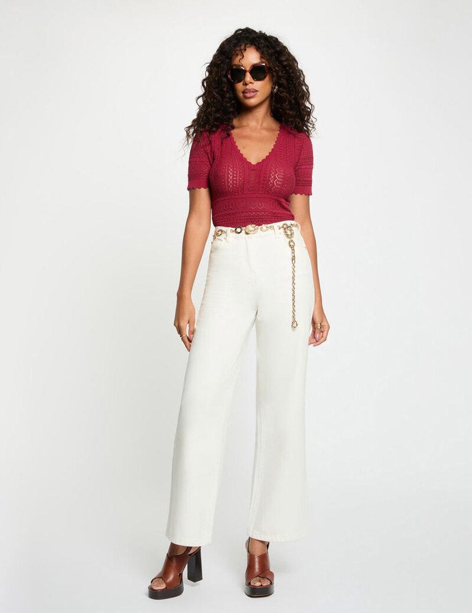 Morgan - Short-sleeve lace top 262-Mcho Bordeaux - Maat : XL