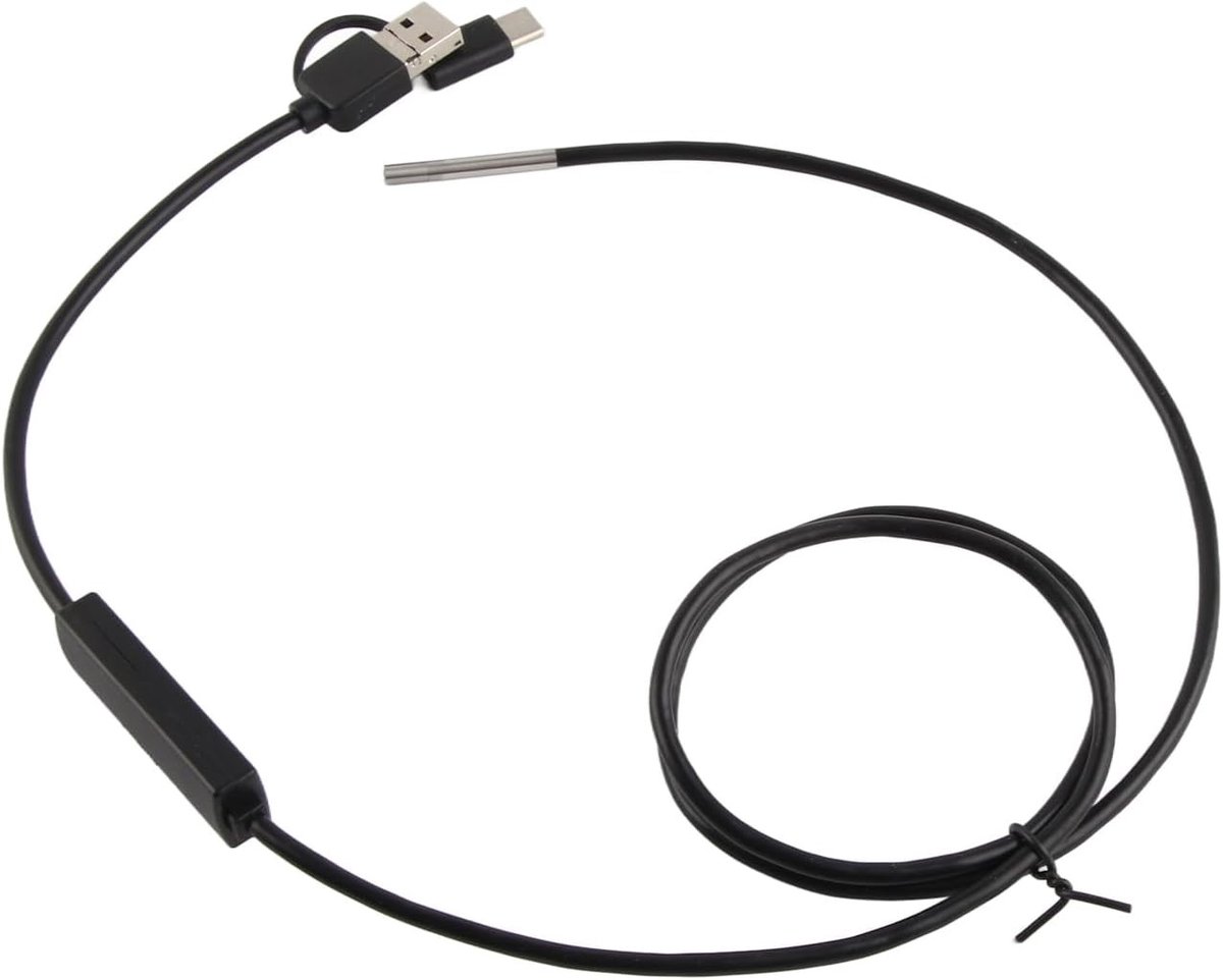 Waterdichte Endoscoop met 3.9mm Lens en HD Camera, 6 LED Lichten, Geschikt voor Android en Type C, 1m Flexibele Kabel