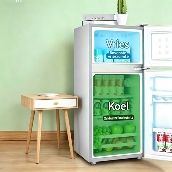 Deze compacte minikoelkast met dubbele deur en vriesvak heeft een inhoud van 43 liter en beschikt over aparte koel- en vriesvakken voor langdurige bewaring van voedsel Geschikt voor slaapkamers keukens kantoren en studentenkamers van learnlogic — afbeelding 4
