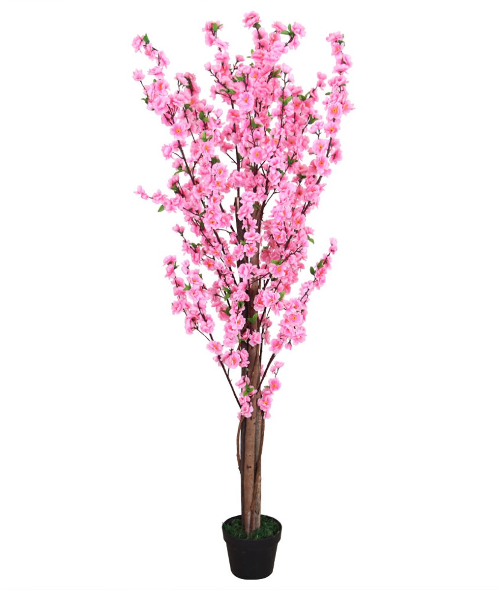 Valse Kunstmatige Plant Perzikboom met Bloesems Decoratie Echt Hout 160cm DECOVEGO