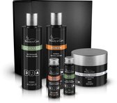 Beauty & Care Sauna Aroma set met Eucalyptus, Hamam en Menthol kristallen. Inhoud: 3x aroma flesjes, 1x pot menthol kristallen en 1x grote fles.