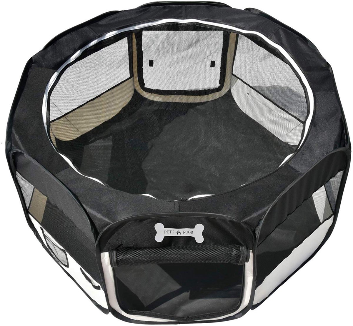 XL Puppyren 115 cm Oxford Opvouwbare Zwarte Puppyren Speelbox voor Honden, Konijnen, Cavia's en Katten Binnen/Buiten 8-zijdig Petigi