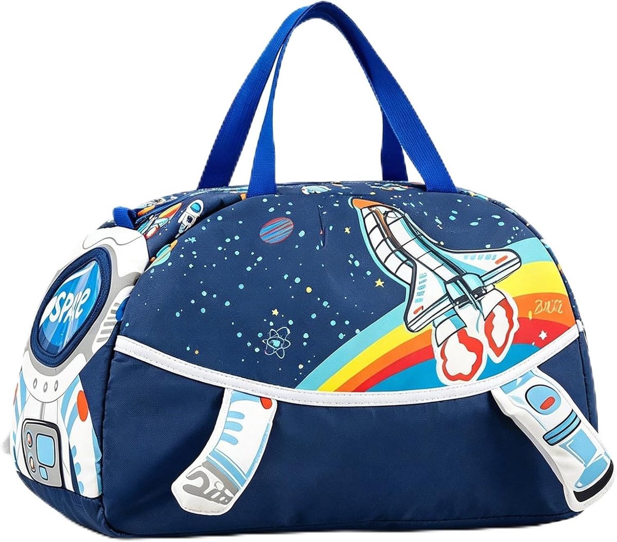 Sporttas voor kinderen, lichte en kleurrijke zwemtas voor school, sport, zwemmen en fitness, met astronautenpatroon en sportieve stijl