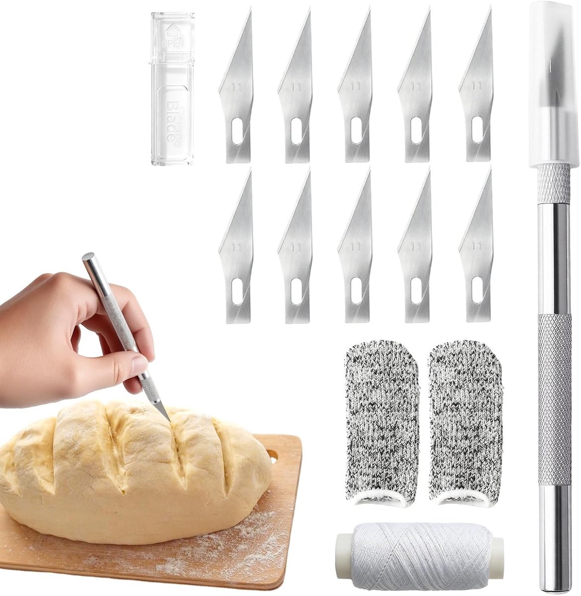 Professionele Broodsnijder, Bakkersmes voor Perfecte Sneden, Baguette- en Deegmes, Ideaal voor Brood Bakken en Decoreren, Onmisbare Accessoires voor Thuisbakkers