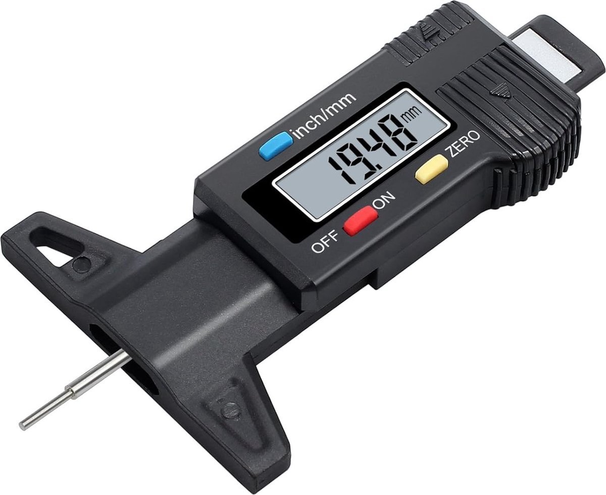 Banden profiel meter digitaal - Profieldiepte meten - Digitale bandenmeter - Auto gereedschap - Car tools - Banden meten - Diepte bandenprodiel opmeten - Inclusief batterij - Jonyx