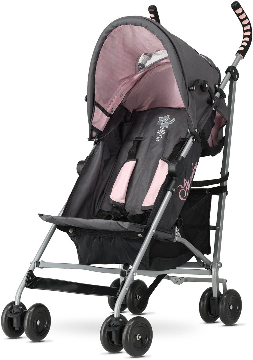 Asalvo Buggy - Paraplu Buggy - Compact Inklapbaar - Grijs/Roze — cadeau in Cadeau-ideeën - foto 6