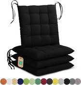 Lavea® Stoelkussens 40x40 cm, Set van 4 – Zitkussen & Stoelpads voor Binnen en Buiten – Comfortabel, Wasbaar en Duurzaam – Zwart
