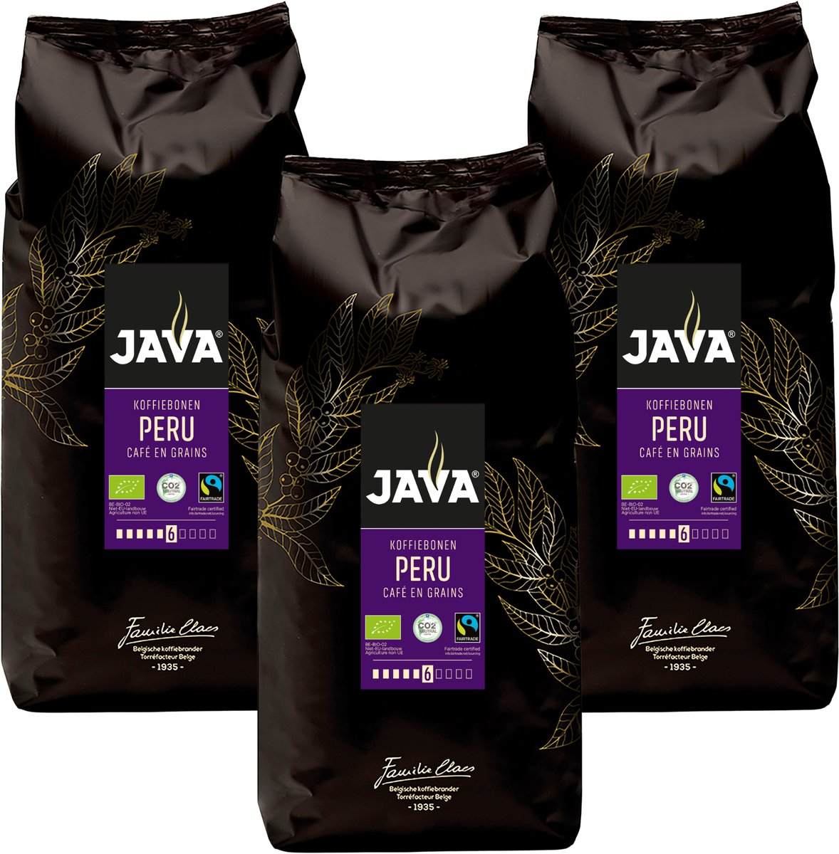 Koffiebonen JAVA Peru bio en Fairtrade - 3 x 1kg