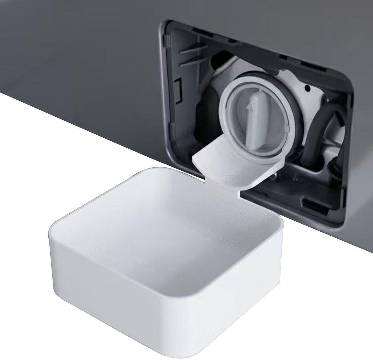 VHV Opvangbak voor Wasmachinefilter - Lekbak voor Pompfilter - Wateropvangbak voor Restwater - Compact 16,2 x 16,2 x 4,3 cm - Voor Veel Voorladers - Wit