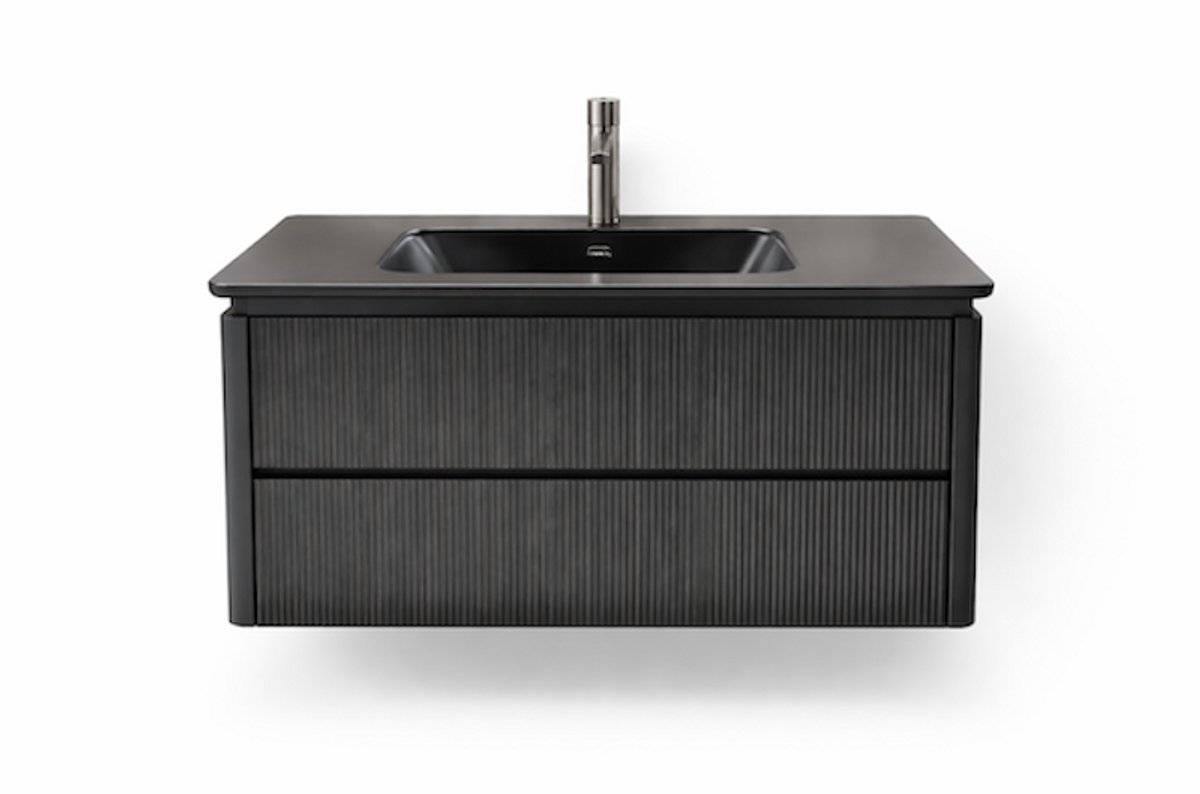 LINEA UNO - Zorna 100 - Mat zwart - Badmeubel - - 301681