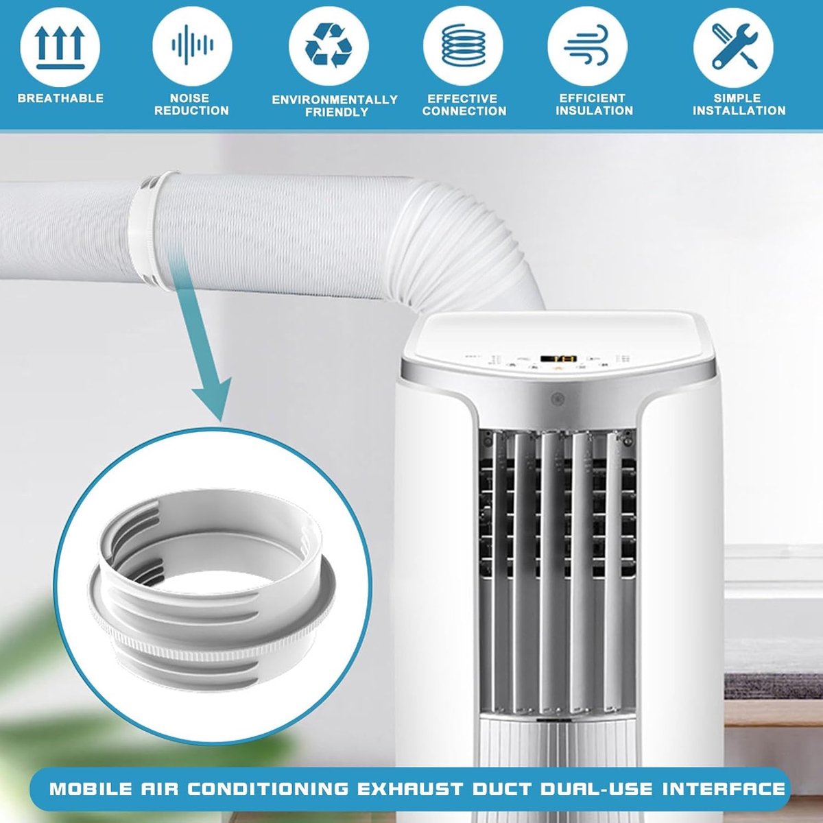 Afvoerslang Airco Klimaat - Koppelstuk Mobiele Airco Afvoerslang - Airconditioning afvoerslang - Verlengstuk van de uitlaatpijp van de airconditioning - Geschikt voor Ø13-15cm - Wit - Accessoires voor draagbare airconditioners – foto 5