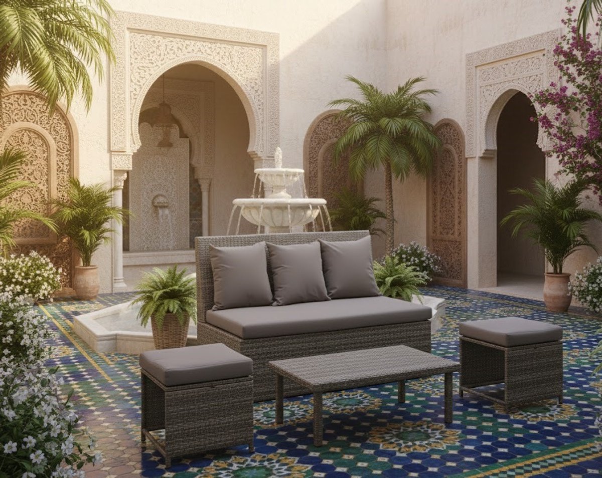 Luxe 2-Zits Lounge Tuinbank van - Grijs - Novihome