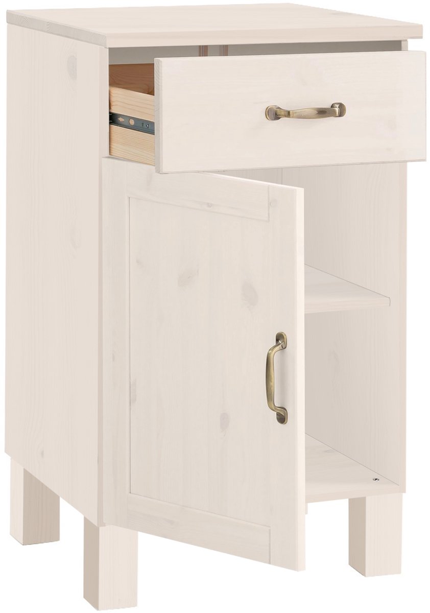 Alby Onderkast met Lade en Deur - Wit Massief Grenen - 50 cm