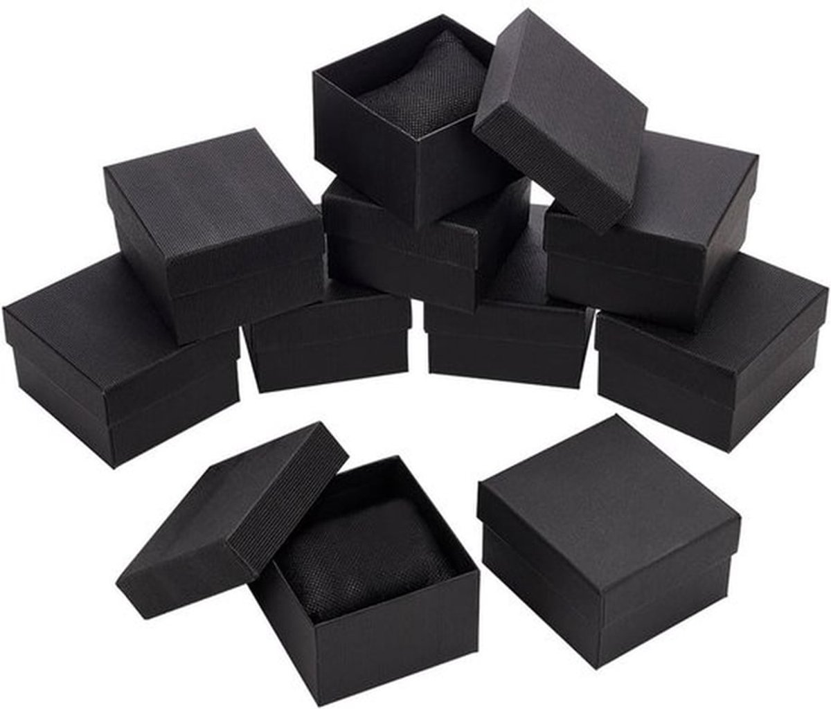 10-delige papieren horlogedoos, 8,6 x 8 x 5 cm, kartonnen geschenkdoos met kussen, armbandhouder, vierkante opbergdoos voor smartwatches en sieraden