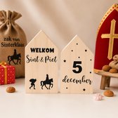 Troubadot | houten huisjes Sinterklaas | set van 2 houten huisjes | Wekom Sint & Piet | 5 december | hout | cadeau | Sinterklaas
