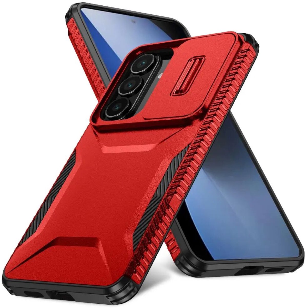 Hoesje Geschikt voor Samsung Galaxy S26 Plus | Back Cover met Camera Slider | Schokbestendige Case | Camera Cover | Stevig | Rood
