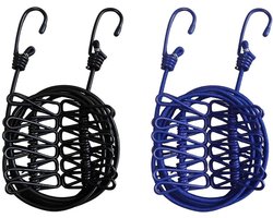 2 Stuks Reiswaslijn, Elastische Waslijn, Draagbare Waslijn, Campingwaslijn, Outdoor-drooglijn Elastisch, met 12 Klemmen, voor Binnen en Buiten, Camping, Wasdrogen Buiten (Zwart, Donkerblauw)