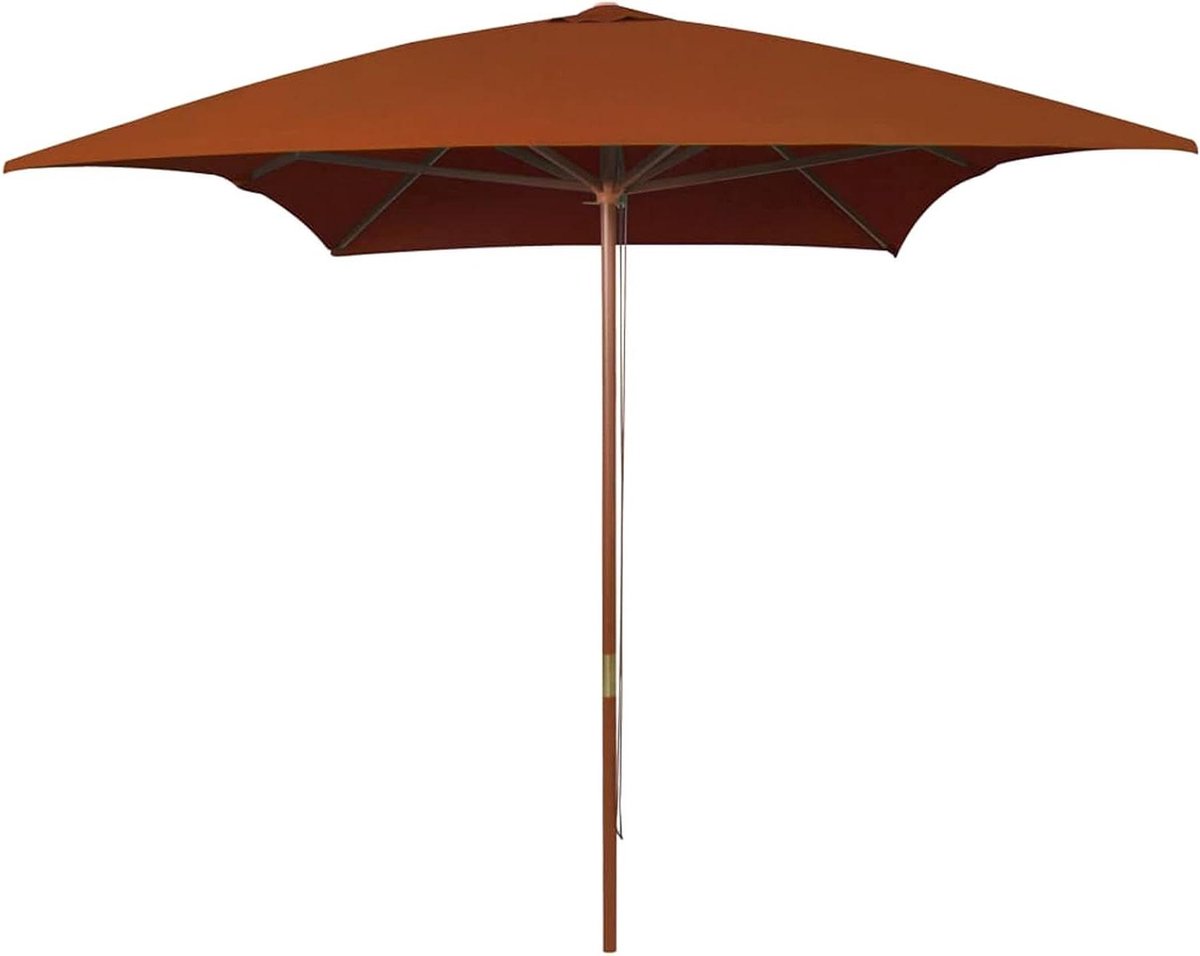 Parasol met Houten Mast - Tuinparasol Schaduwdoek - Buiten Ontspannen - UV-bestendig Polyester - 200 x 300 cm - Terracotta
