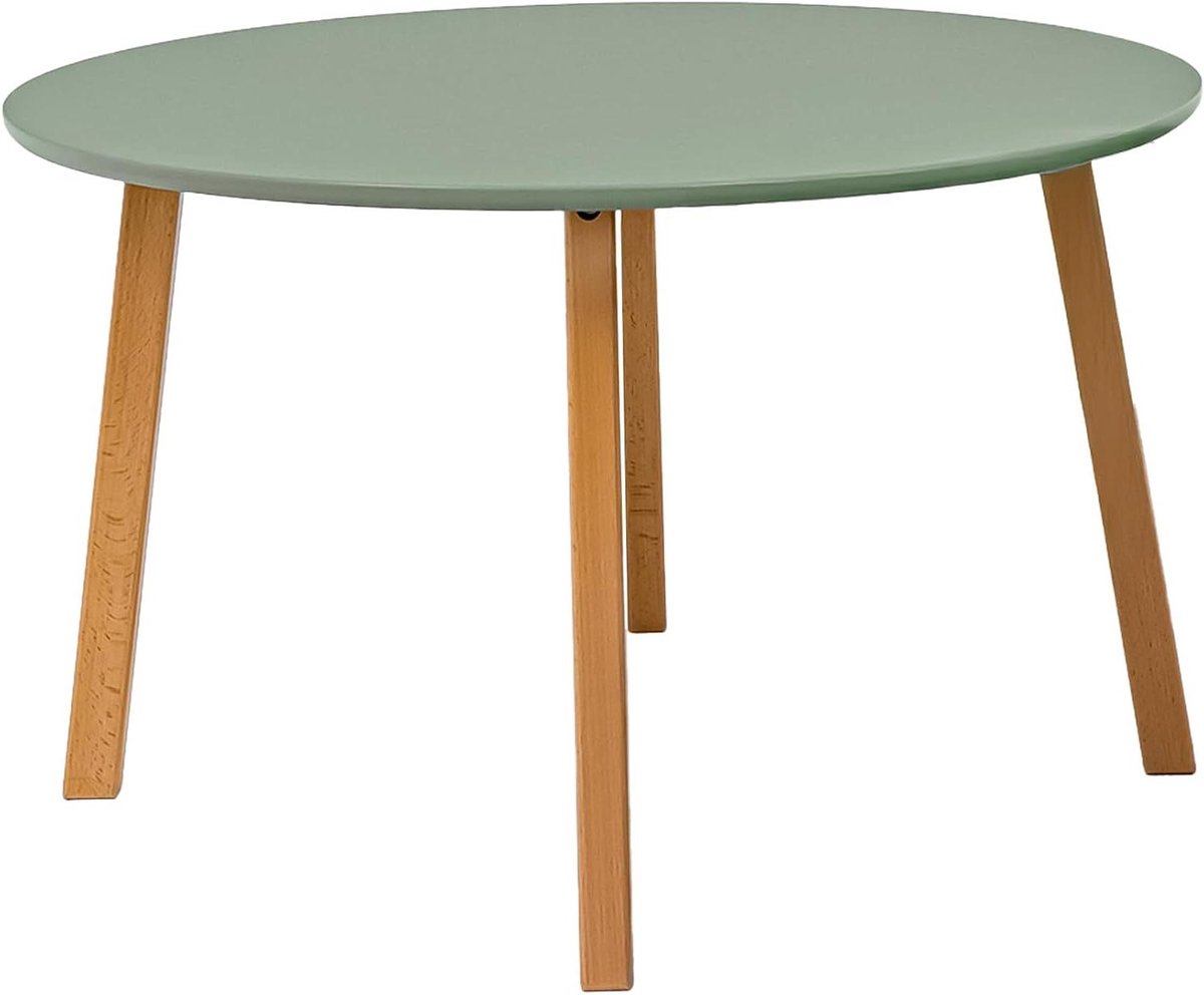 Ronde salontafel - Bijzettafel Eettafel - Woonkamer Decoratie - MDF en Hout - 80 cm - Olijfgroen