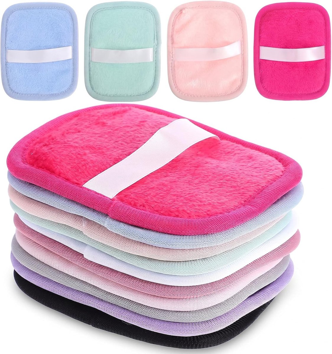 Herbruikbare make-up remover pads - 10 stuks, wasbare flanellen reinigingspads voor gezicht, 13 x 10 cm, ideaal voor duurzame schoonheid en milieuvriendelijk gebruik
