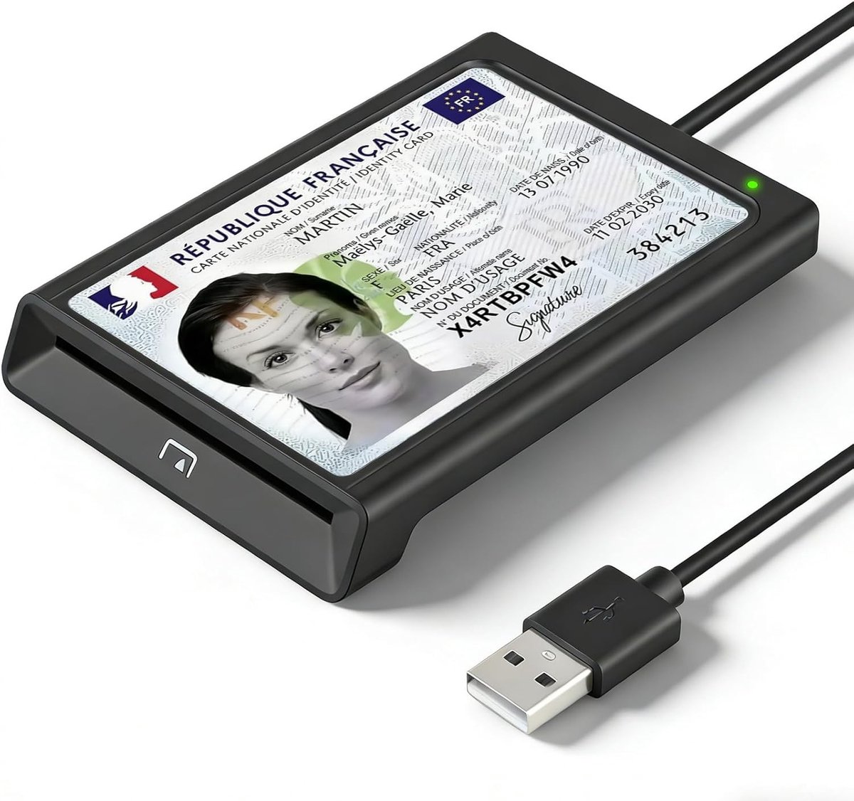 USB NFC ID-kaartlezer voor smartcards en SIM-kaarten, compatibel met Windows, Linux en macOS, zwart