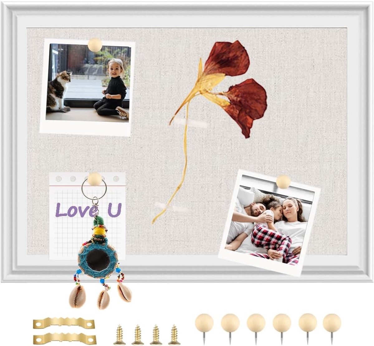Houten Memo Bord 90 x 60 cm - Decoratief Notitiebord voor Keuken, Kantoor en School met Leuke Ontwerpen