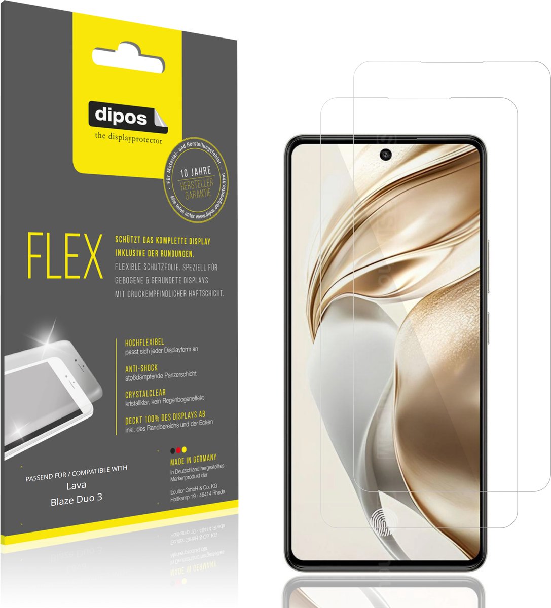 dipos – 2x Beschermfolie geschikt voor Lava Blaze Duo 3 | 3D Full Cover Screenprotector | 100% Passend