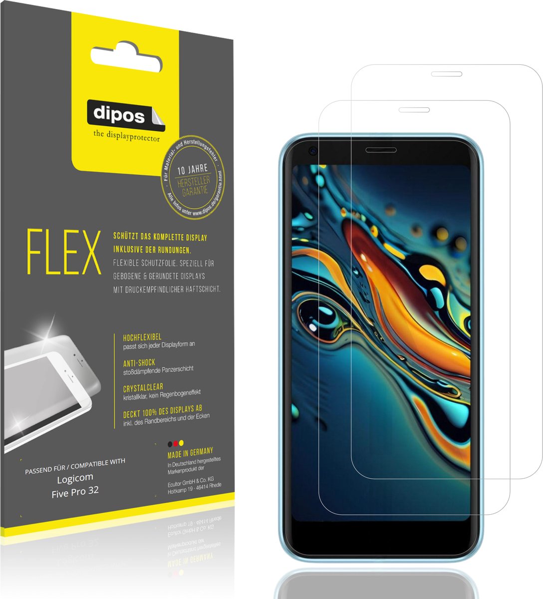 dipos – 2x Beschermfolie geschikt voor Logicom Five Pro 32 | 3D Full Cover Screenprotector | 100% Passend
