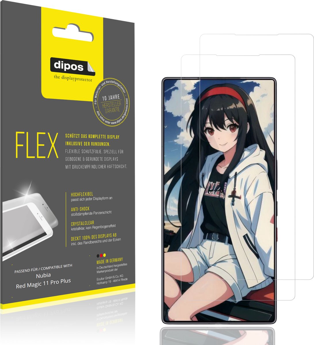 dipos – 2x Beschermfolie geschikt voor Nubia Red Magic 11 Pro Plus | 3D Full Cover Screenprotector | 100% Passend