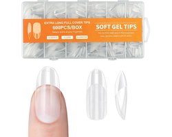 600 Nageltips Amandel Vorm - Zachte Gel Tips voor Nagelverlenging - 10 Maten Acryl Tips voor Salon en Thuisgebruik - D