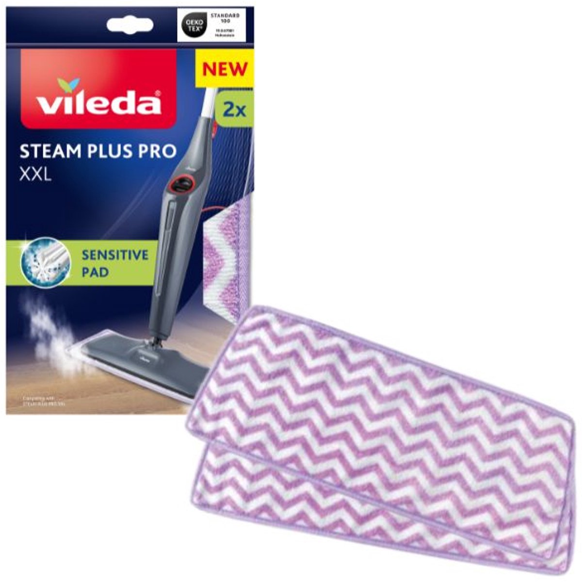 Vileda Steam Plus Pro XXL Sensitive Microvezelpads - Vervanging voor Vileda XXL Stoomreiniger - Set van 2 - Ideaal voor delicate vloeren