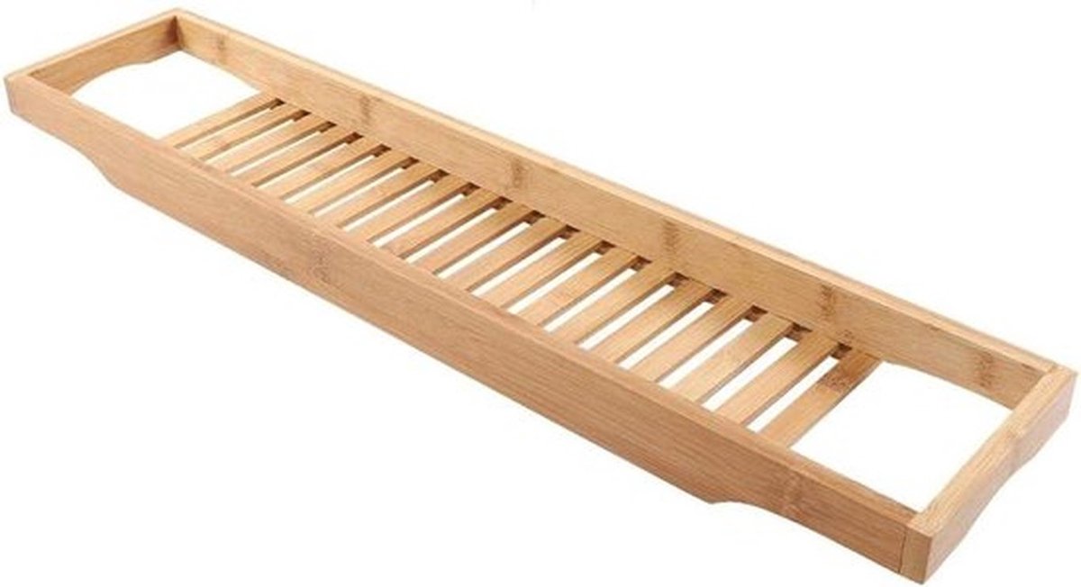 Bamboe badplank met wijn- en glashouder voor in badkuip, natuurlijke badkamer caddy tray van duurzaam bamboe, 69,5 x 15,2 x 4,8 cm voor ontspanning en gemak