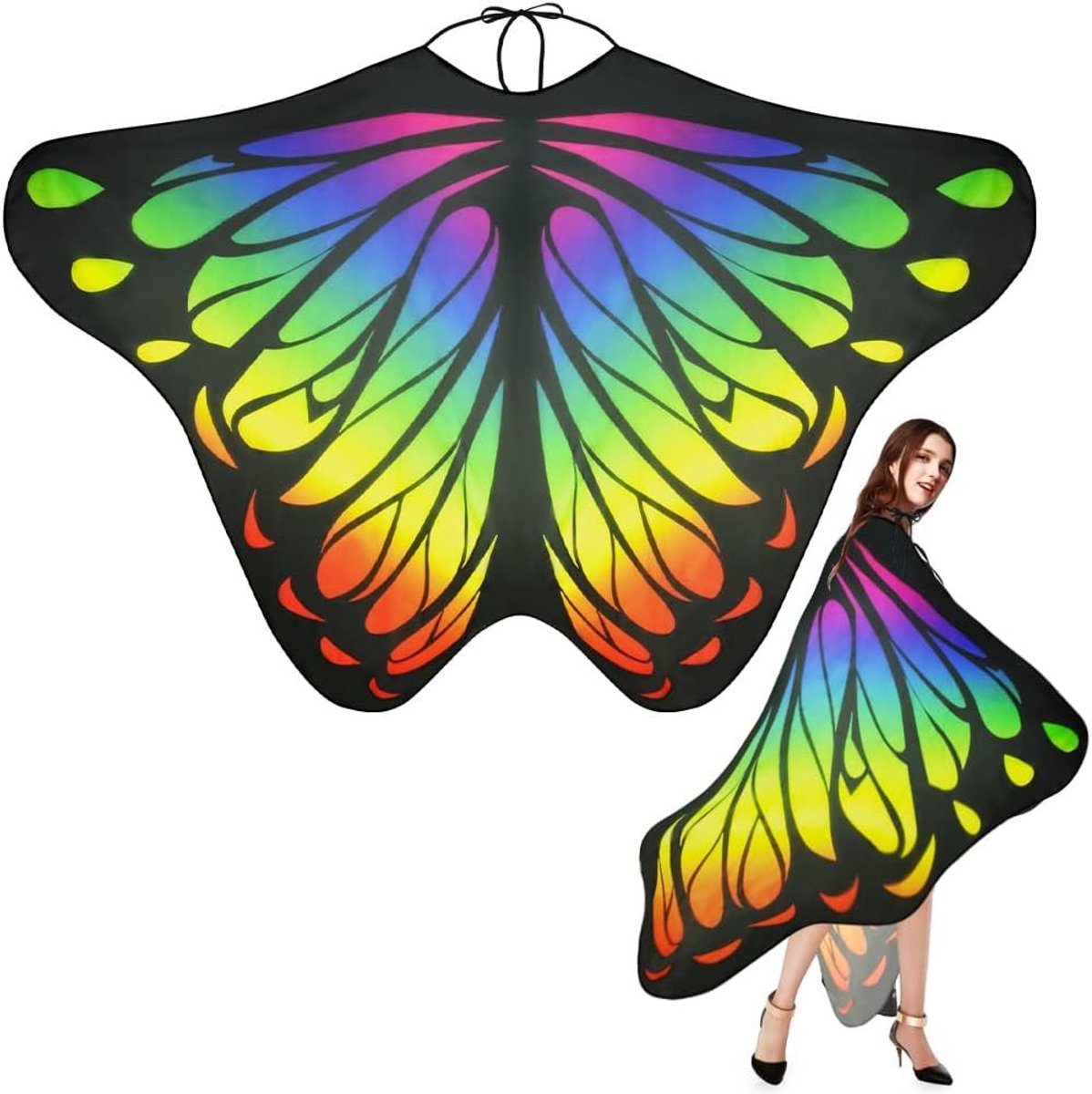 Vrouwelijk Vlinder Kostuum met Kap en Vleugels voor Carnaval en Halloween, Perfect voor Cosplay en Feestjes