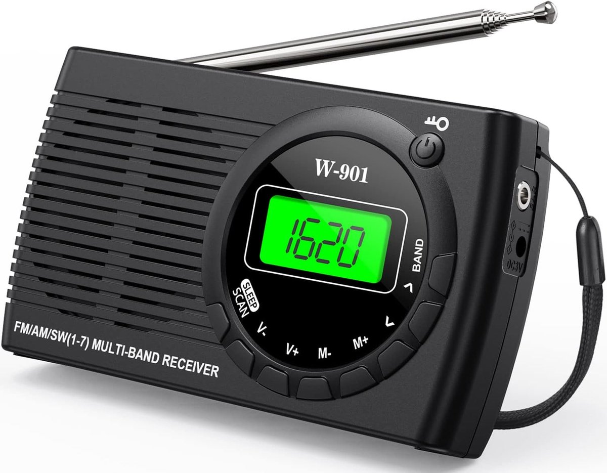 Kleine draagbare FM/AM(MW)/SW-radio – transistorradio met uitstekende ontvangst en hoge geluidskwaliteit – mini-radio met timer/koptelefoonaansluiting.L