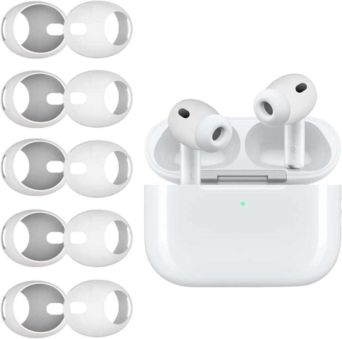 Oorkussens voor AirPods Pro 3 - Siliconen Oordopjes, Anti-Slip Sport Covers, Geschikt voor Oplaadkoffer - 5 Paar Wit